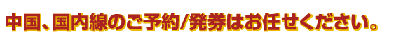 中国、国内線のご予約/発券はお任せください。